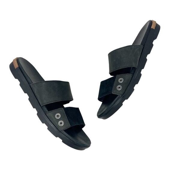 Sorel Shoes - Sorel Torpeda Slide II Black Leather & Suede Sandals size 7.5
